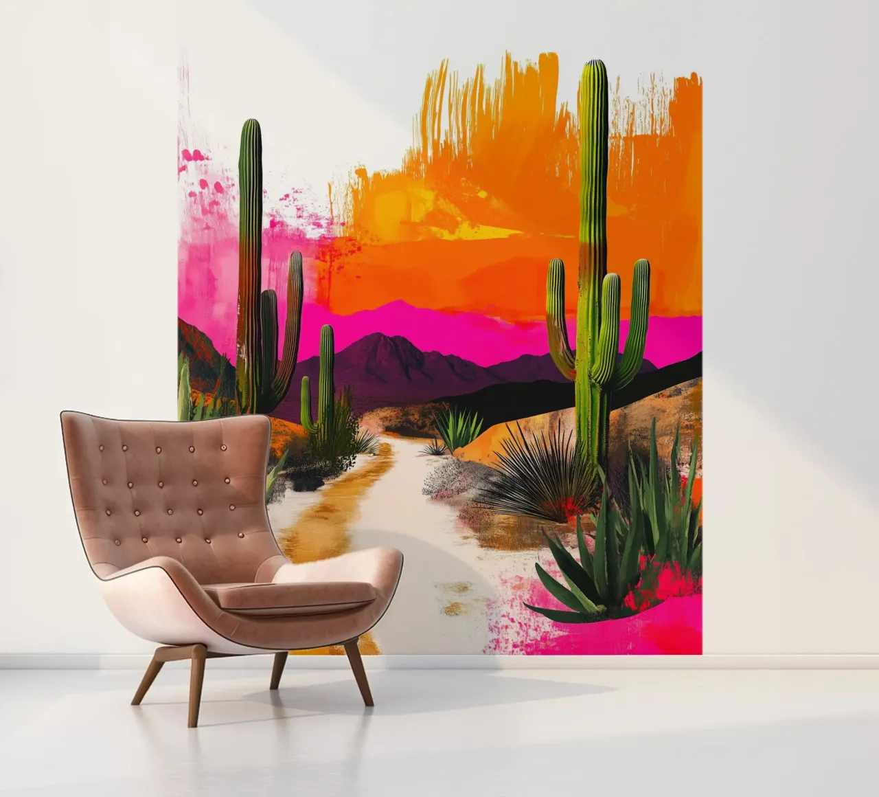 Mexican desert with cactus photo wallpaper by Justyna Jaszke JBJart