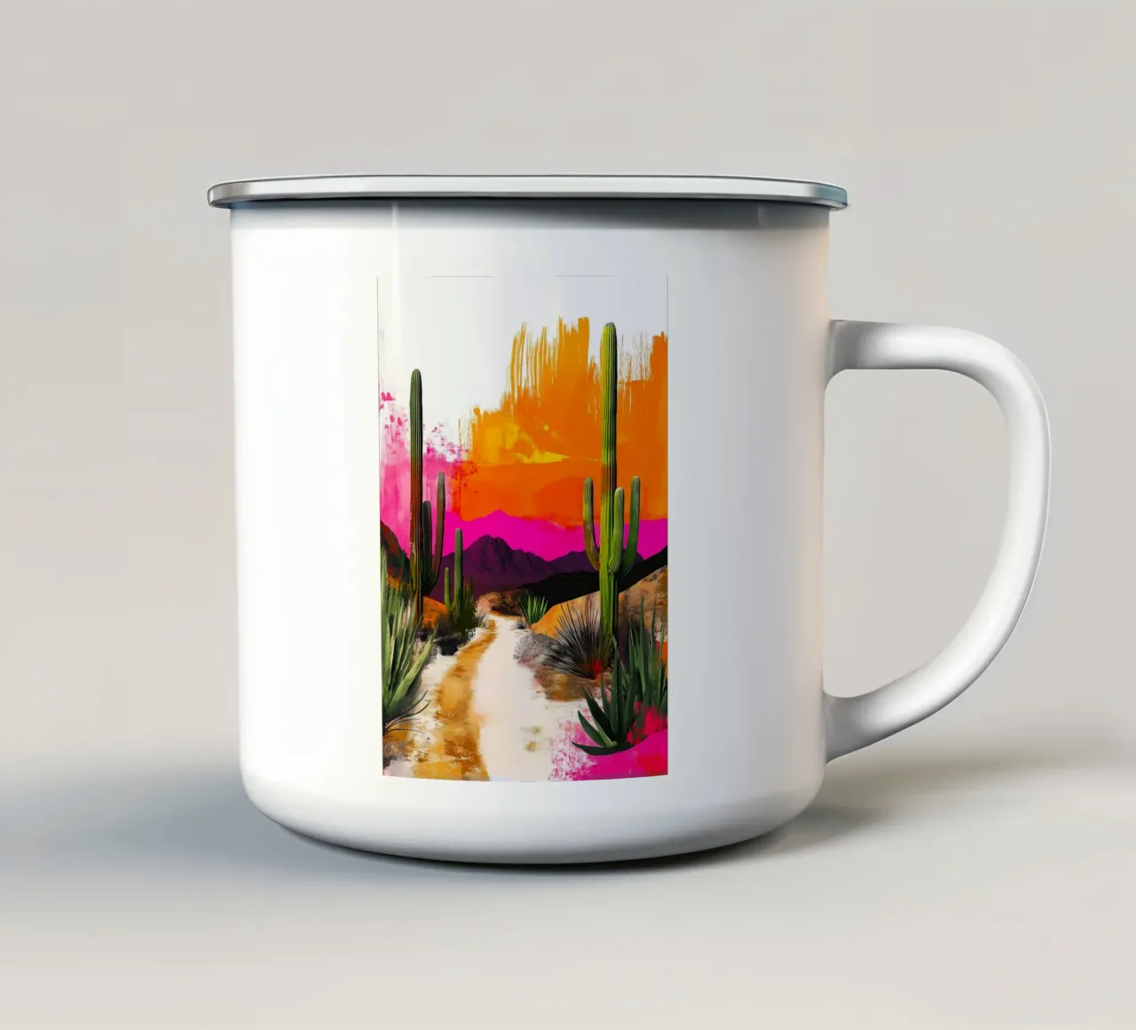 Deserto messicano con cactus tazza in smalto da Justyna Jaszke JBJart