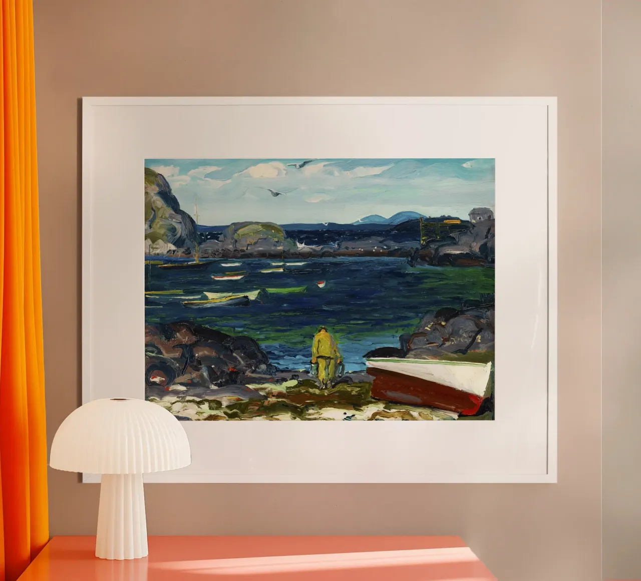 George Bellows Porto di Monhegan - Scuola Ashcan Coastal Seasc poster con telaio in legno da NorwesClub
