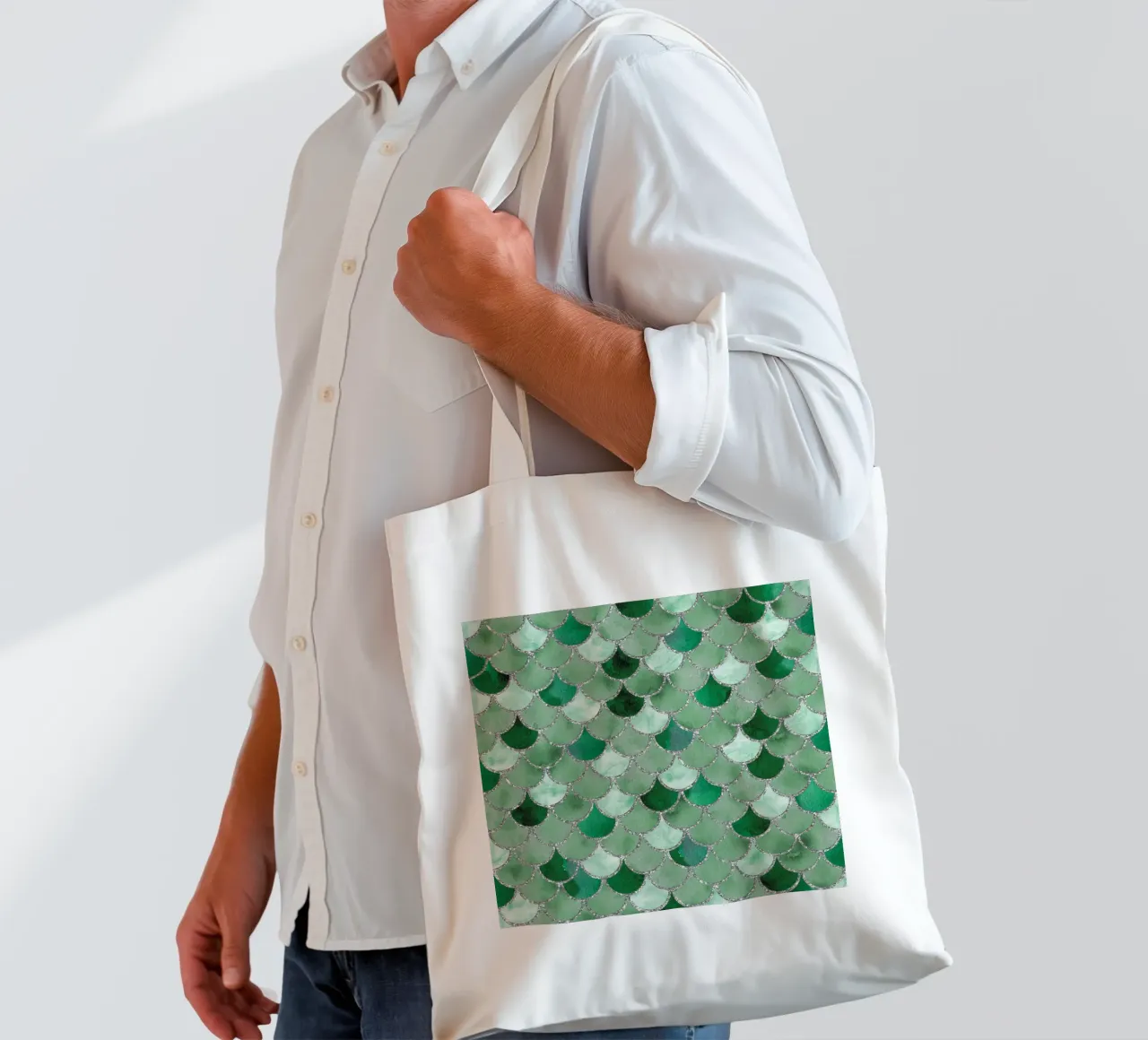 Scaglie di sirena in smeraldo borsa in juta da Happy Littles
