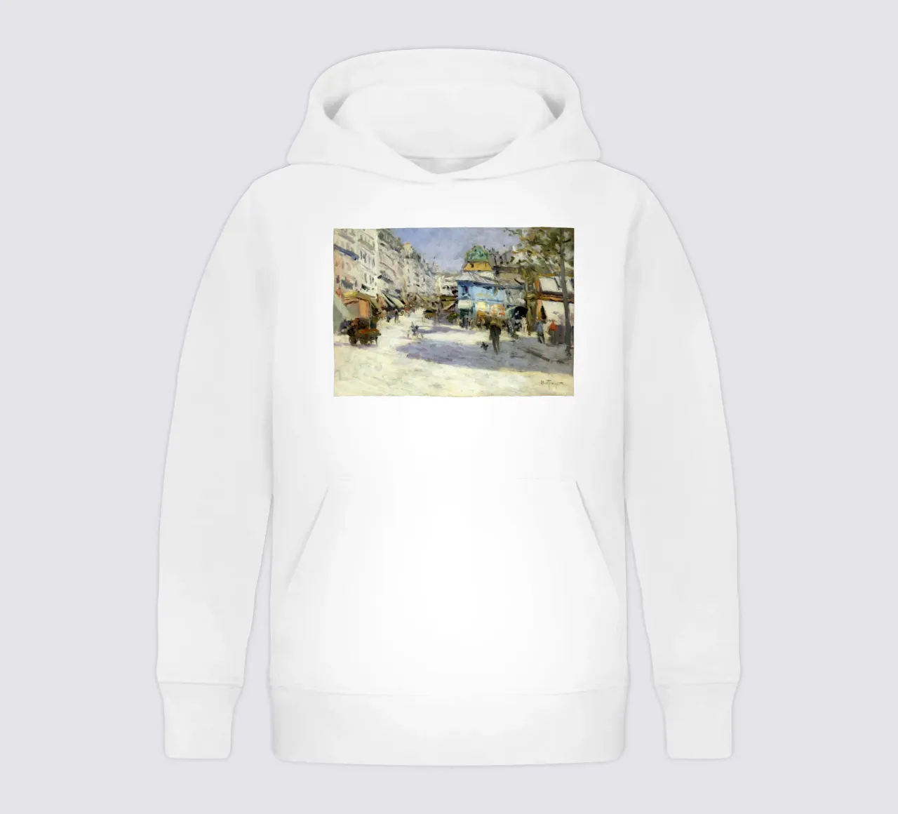 A. Trouillebert Rue Lepic, Parigi - Scenario impressionista di strada felpa bambino con cappuccio da NorwesClub