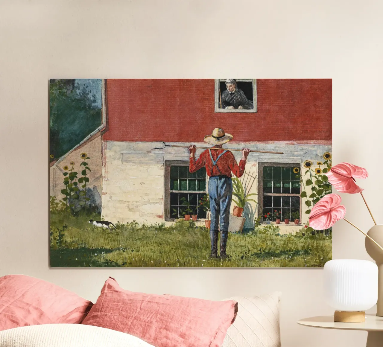 Winslow Homer Arte rustica della fattoria - Americana & Folk Art Pr poster con telaio in legno da NorwesClub