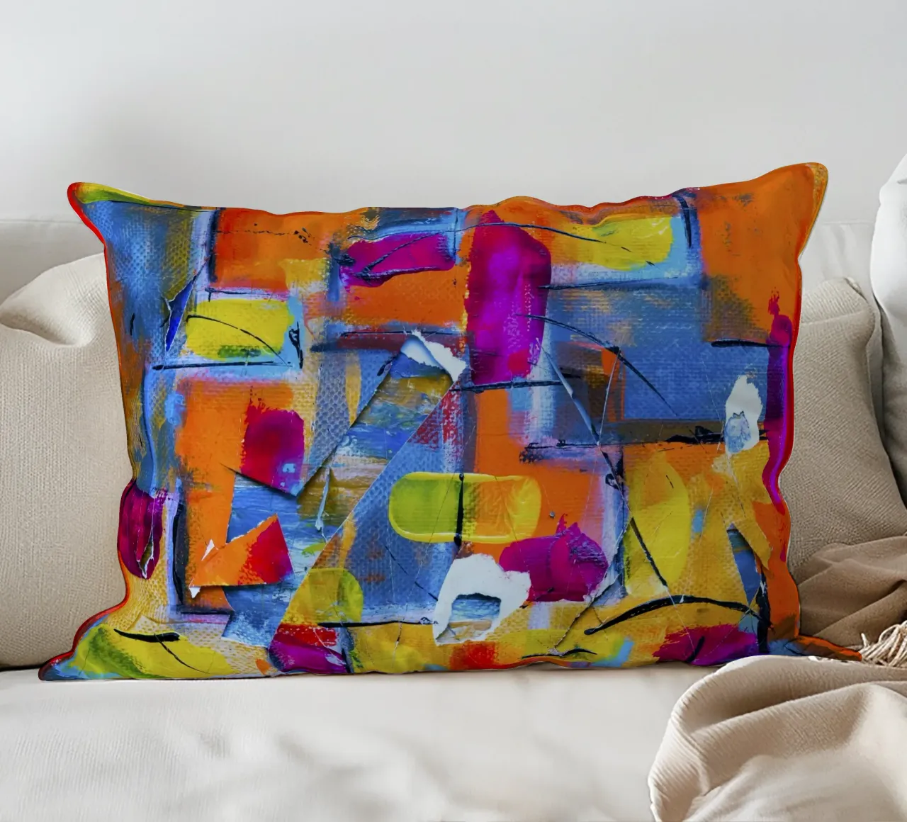 Steve Johnson Abstract No. 17 - Vibrant Modern Canvas Print decorative cushion by NorwesClub