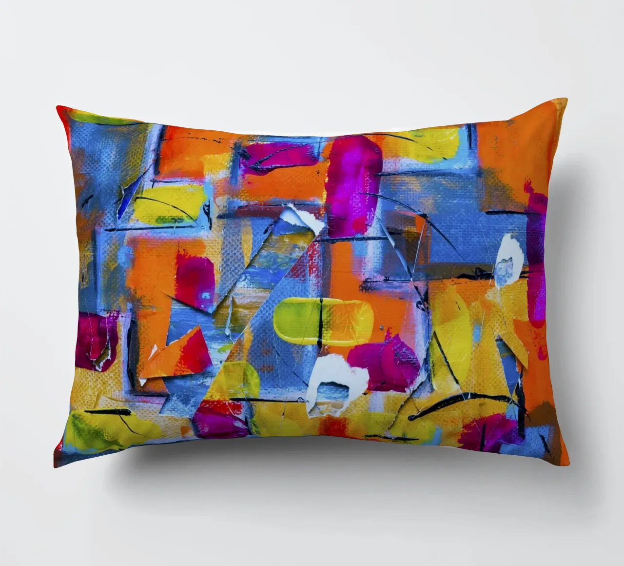 Steve Johnson Abstract No. 17 - Vibrant Modern Canvas Print decorative cushion by NorwesClub