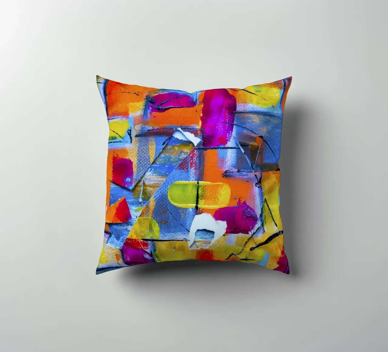 Steve Johnson Abstract No. 17 - Vibrant Modern Canvas Print decorative cushion by NorwesClub