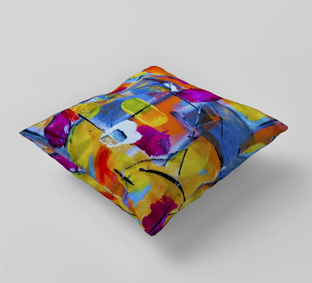 Steve Johnson Abstract No. 17 - Vibrant Modern Canvas Print decorative cushion by NorwesClub