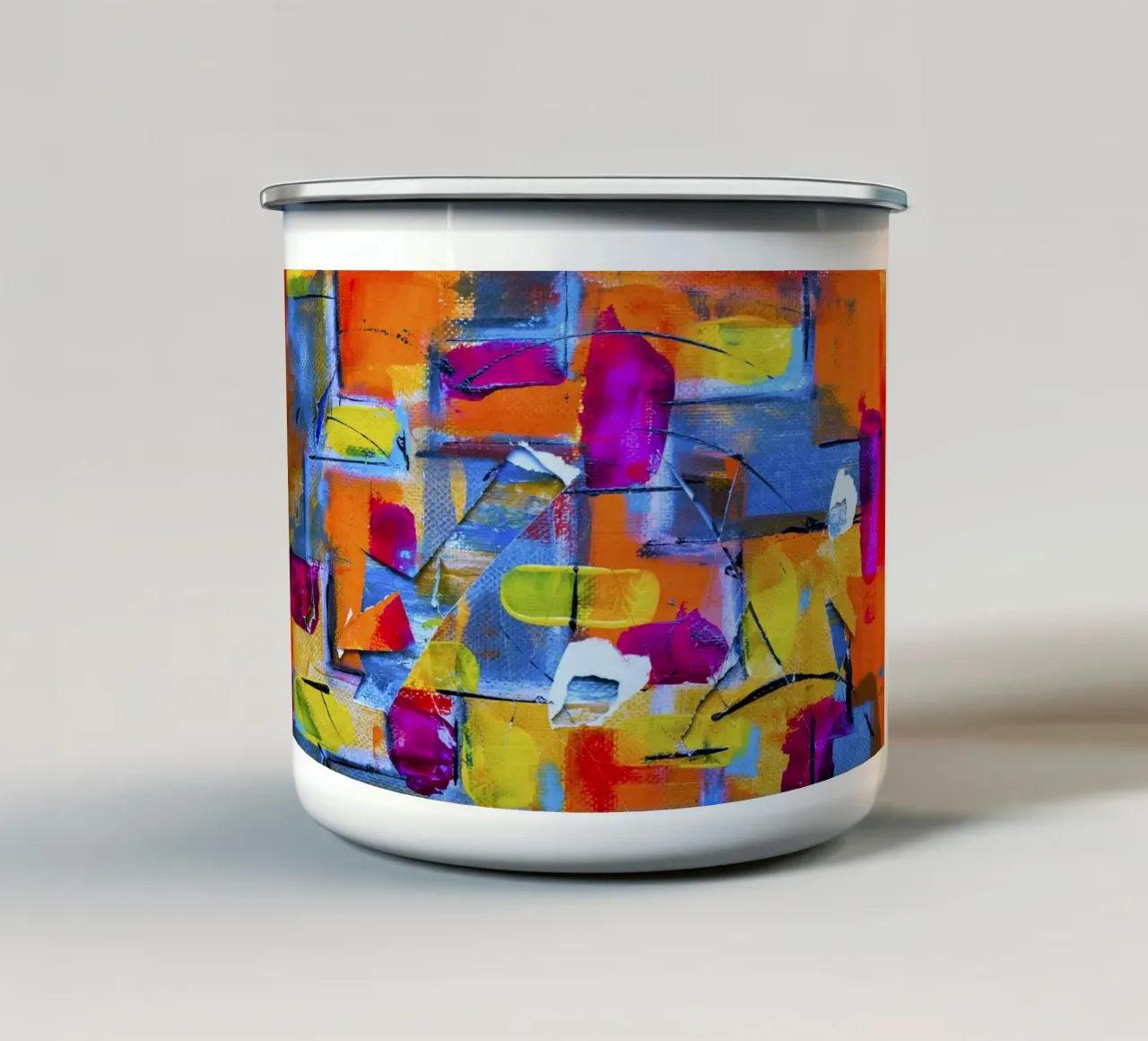 Steve Johnson Abstrakt Nr. 17 - Lebendiger moderner Leinwanddruck Emaille Tasse von NorwesClub