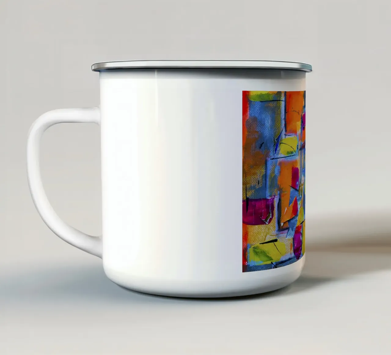 Steve Johnson Abstrakt Nr. 17 - Lebendiger moderner Leinwanddruck Emaille Tasse von NorwesClub