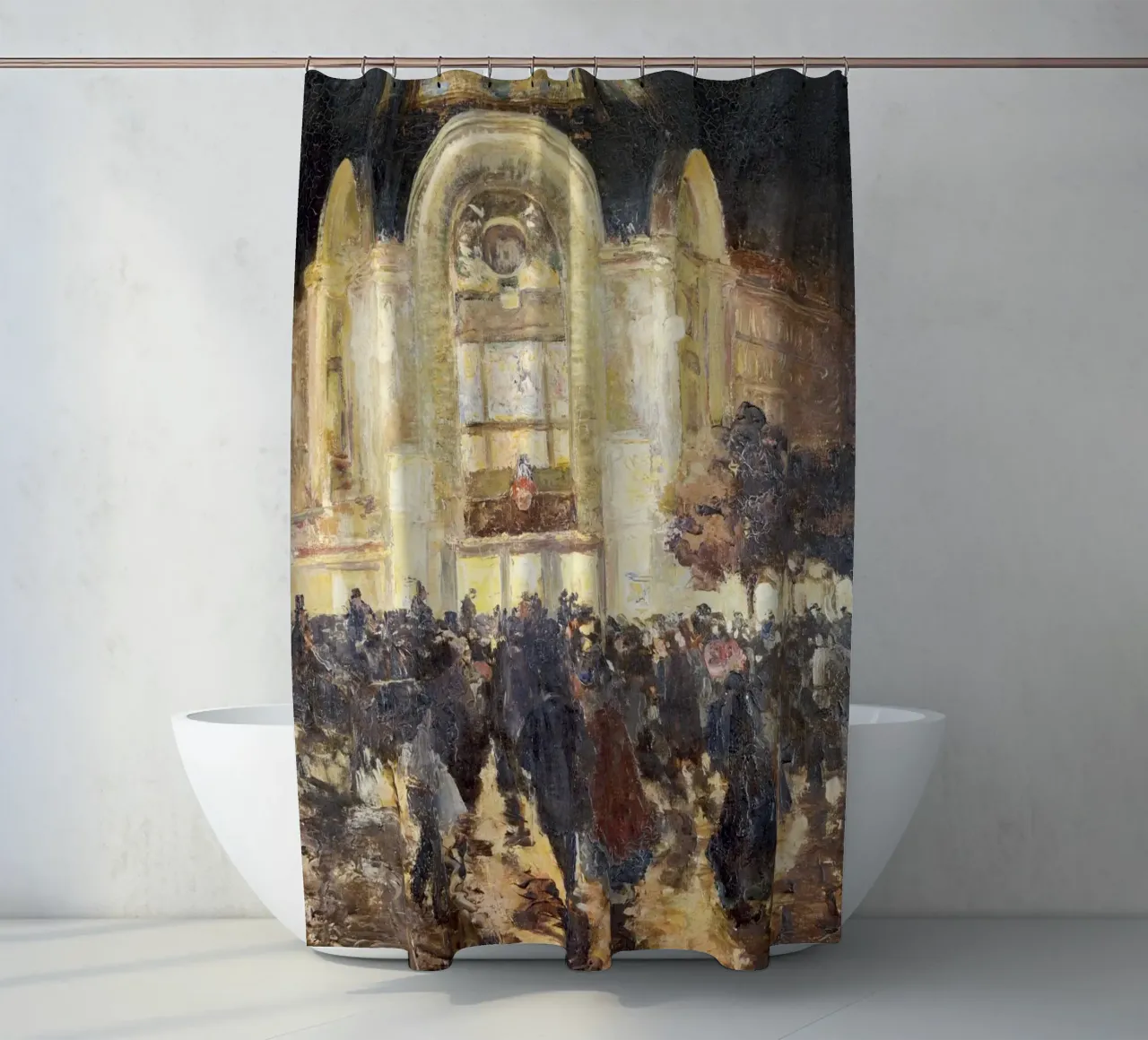 Impressionista classico Notte d'Opera - Scena di strada parigina Ar tenda da doccia da NorwesClub