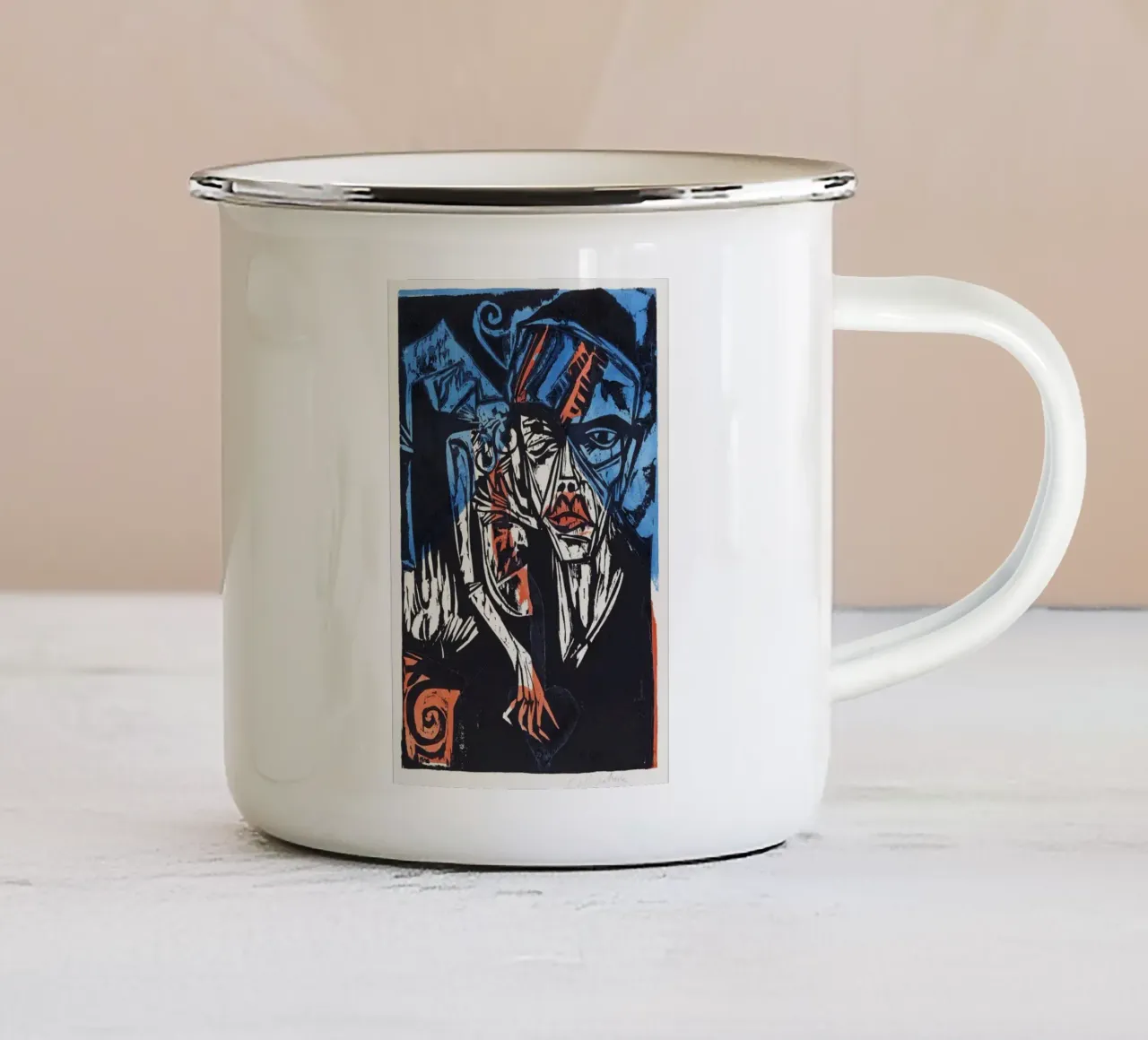 Ernst Ludwig Kirchner "Agonie d'amore" - Legno espressionista tazza in smalto da NorwesClub