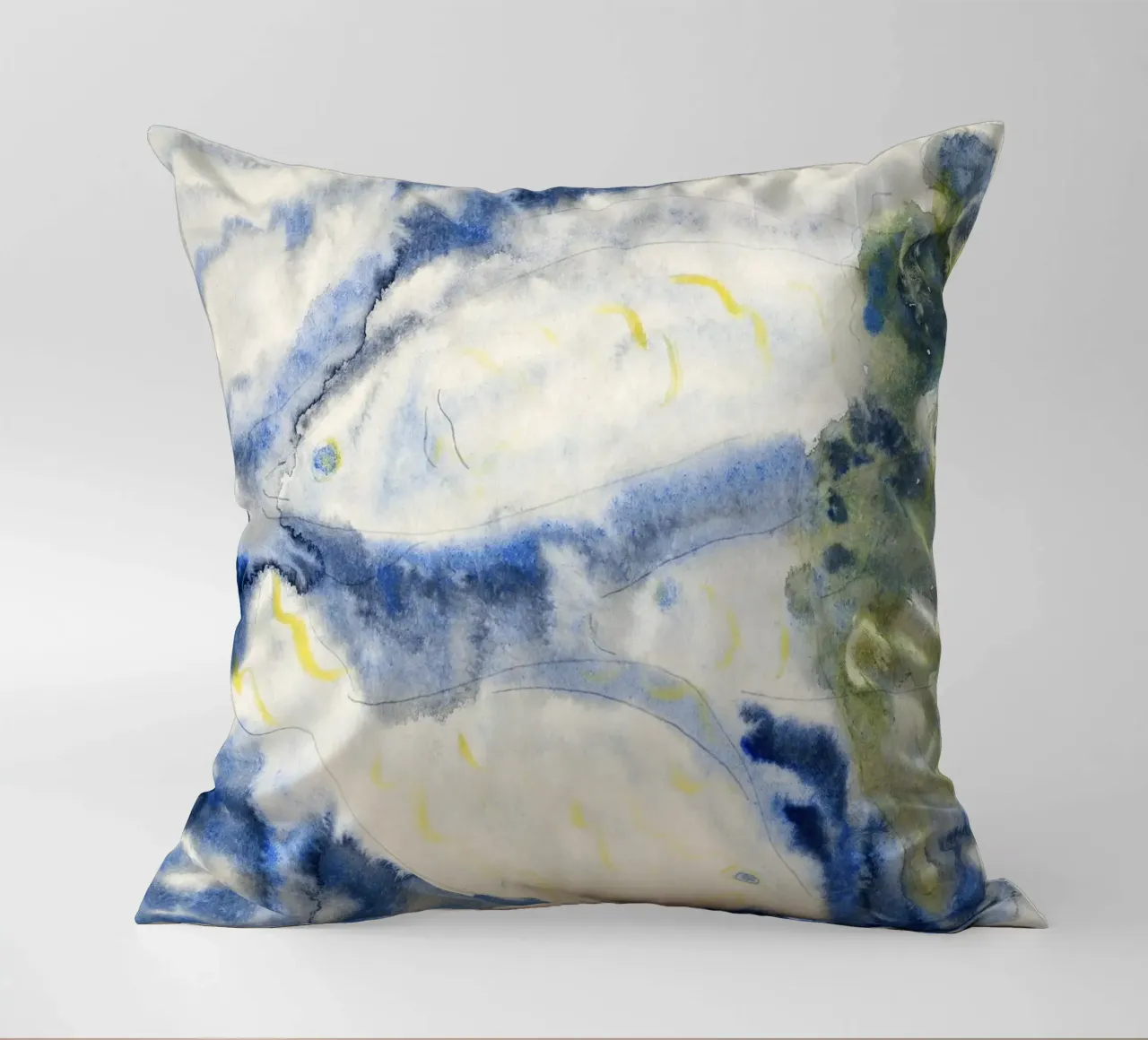 Charles Demuth Abstract Fish Art Print - Modernist Aquatic V decorative cushion by NorwesClub