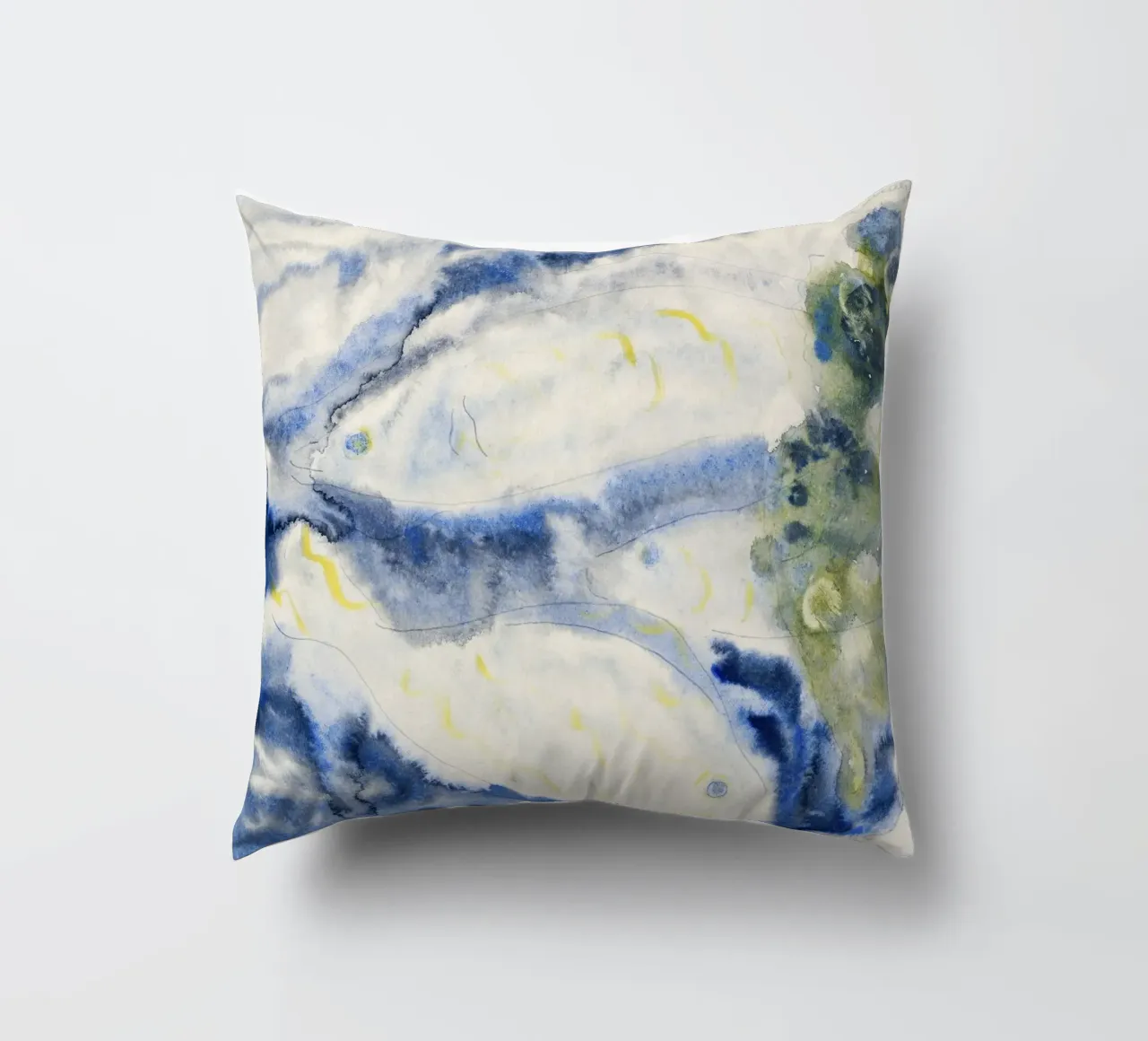 Charles Demuth Abstract Fish Art Print - Modernist Aquatic V decorative cushion by NorwesClub