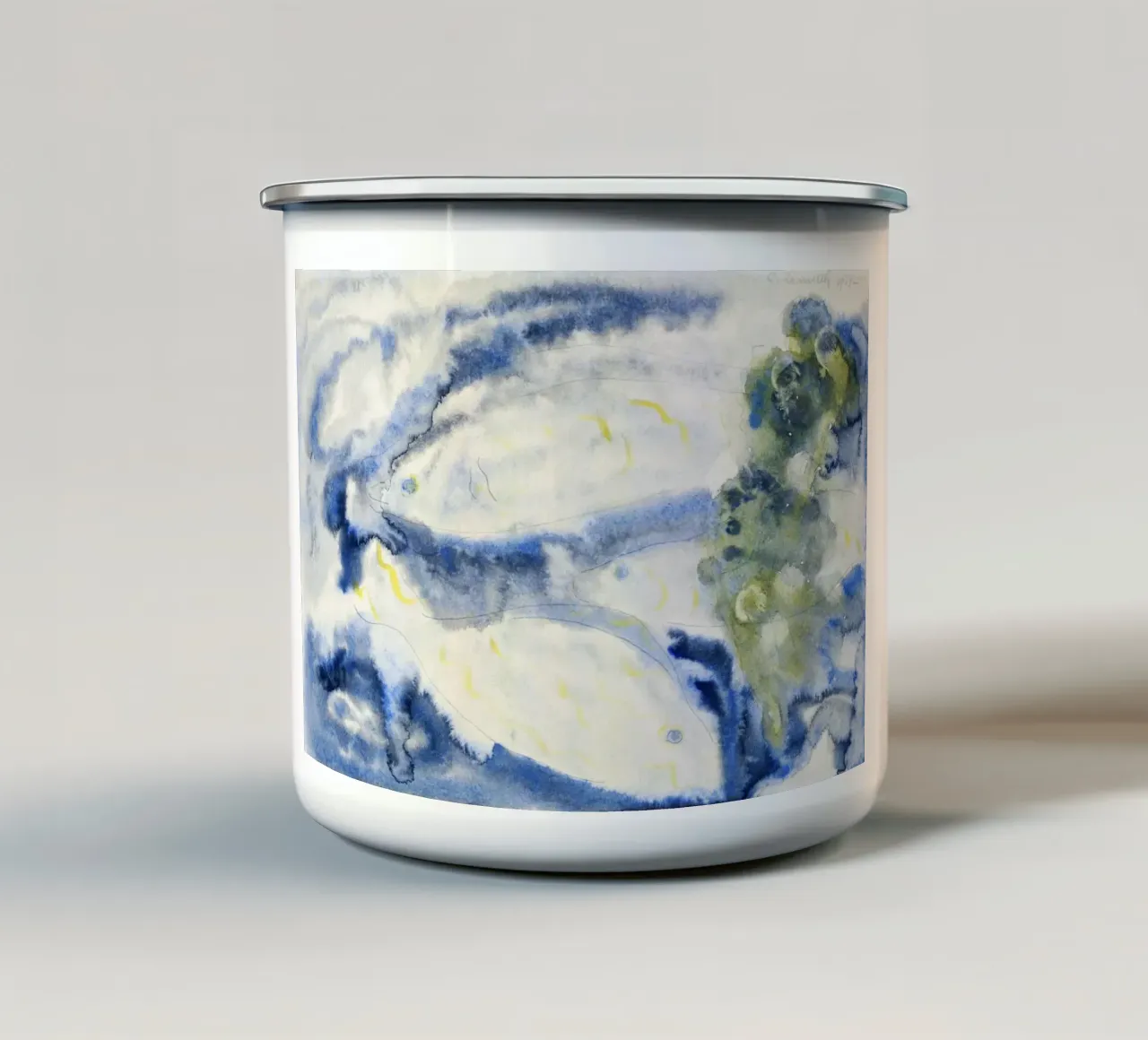 Charles Demuth Stampa astratta di pesci - Modernist Aquatic V tazza in smalto da NorwesClub