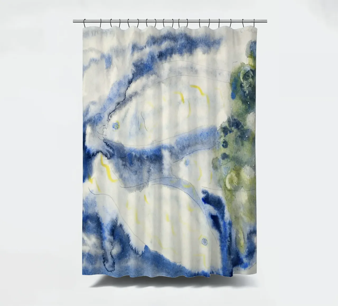 Charles Demuth Abstract Fish Art Print - Modernist Aquatic V cortina de baño de NorwesClub