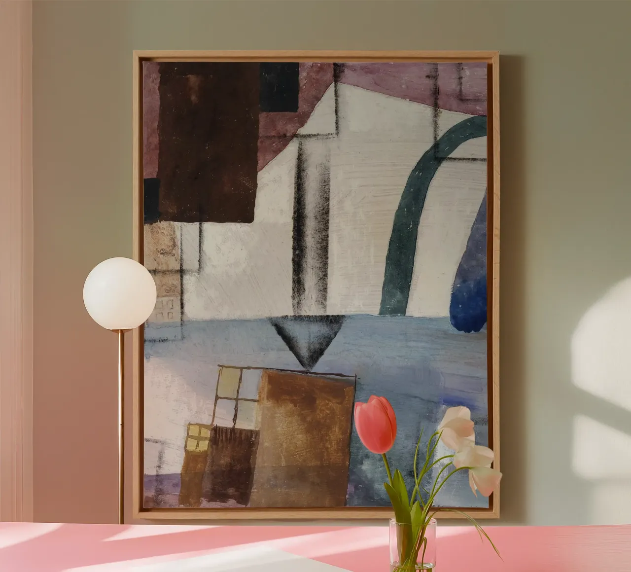 Paul Klee's "Witte Pasen II" - Bauhaus Abstract Geometrisch A canvas met Baklijst van NorwesClub