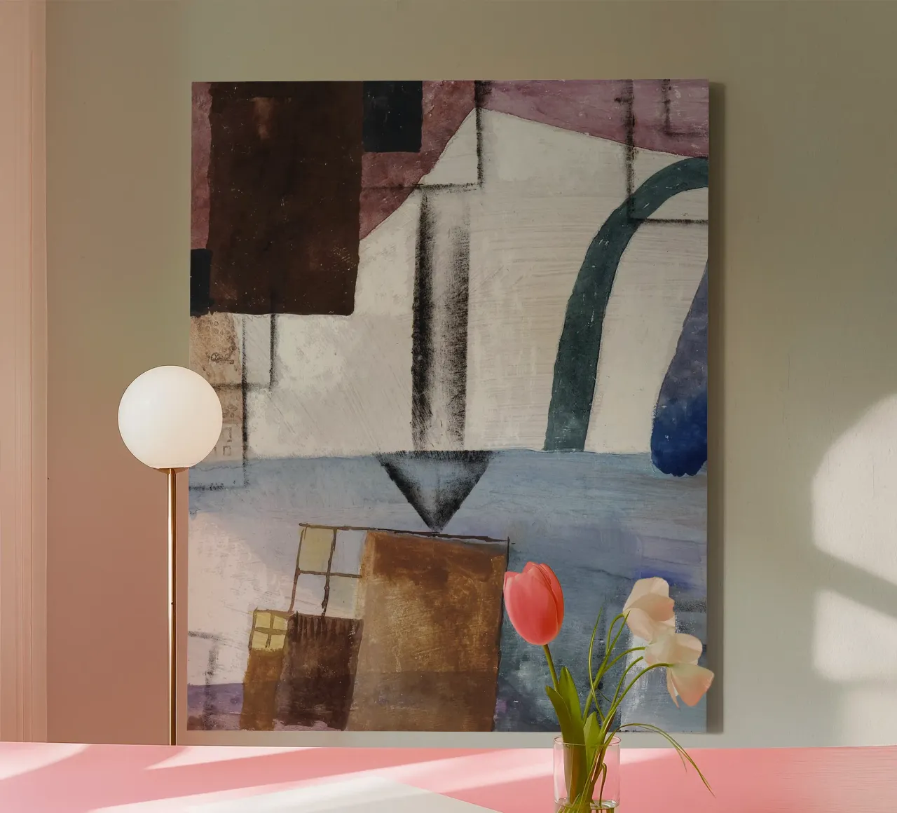 Paul Klee's "Witte Pasen II" - Bauhaus Abstract Geometrisch A canvas met Baklijst van NorwesClub