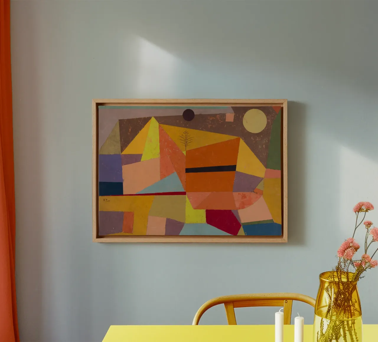 Paul Klee "Vrolijk berglandschap" - Bauhaus abstracte kunst canvas met Baklijst van NorwesClub