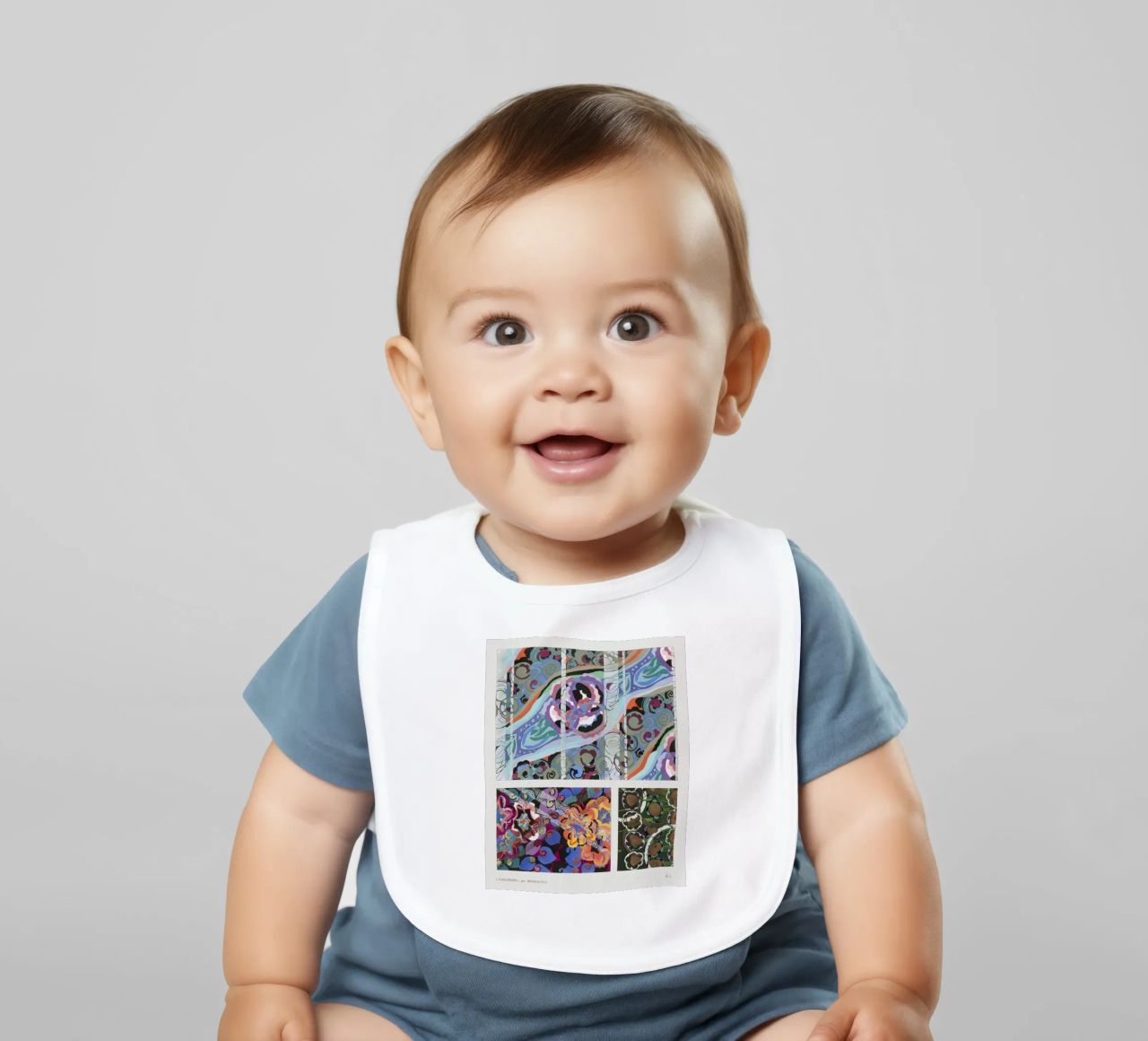 Édouard Bénédictus "Variations" - Art Deco Pattern Print baby bib by NorwesClub