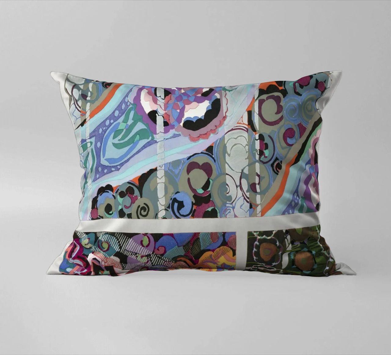 Édouard Bénédictus "Variations" - Art Deco Pattern Print decorative cushion by NorwesClub