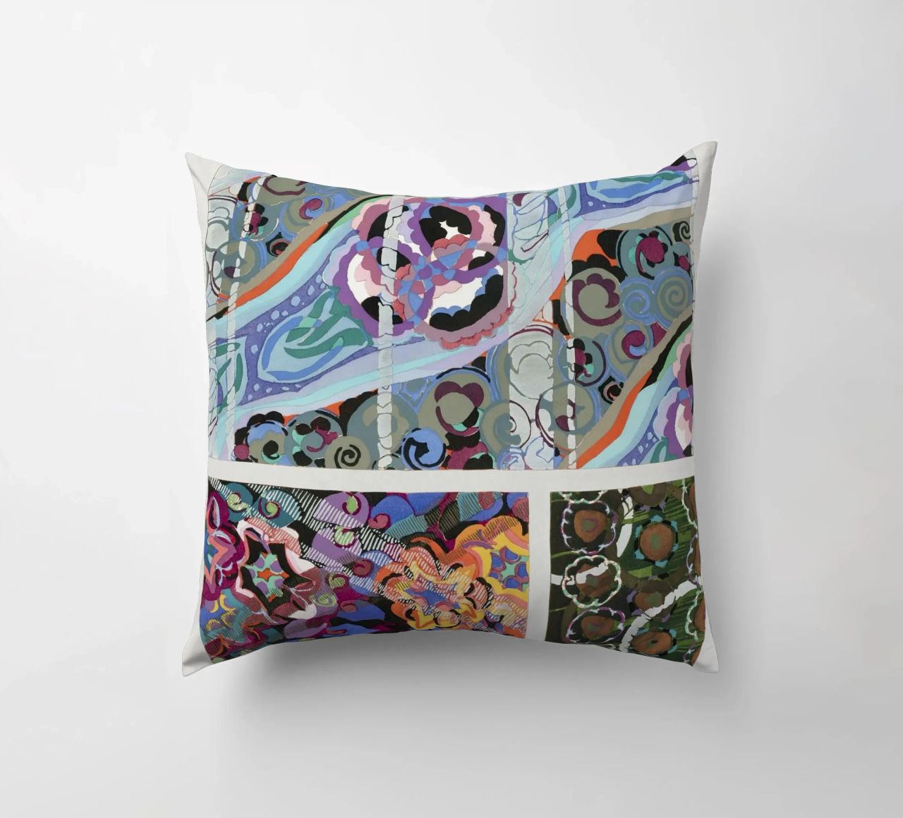 Édouard Bénédictus "Variations" - Art Deco Pattern Print decorative cushion by NorwesClub