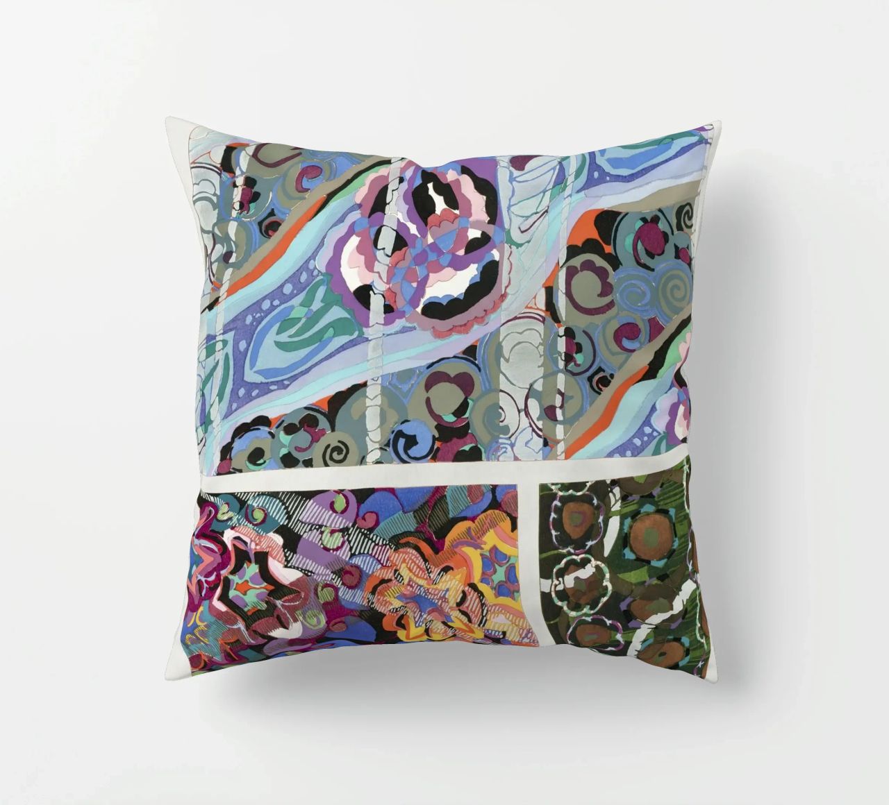 Édouard Bénédictus "Variations" - Art Deco Pattern Print decorative cushion by NorwesClub