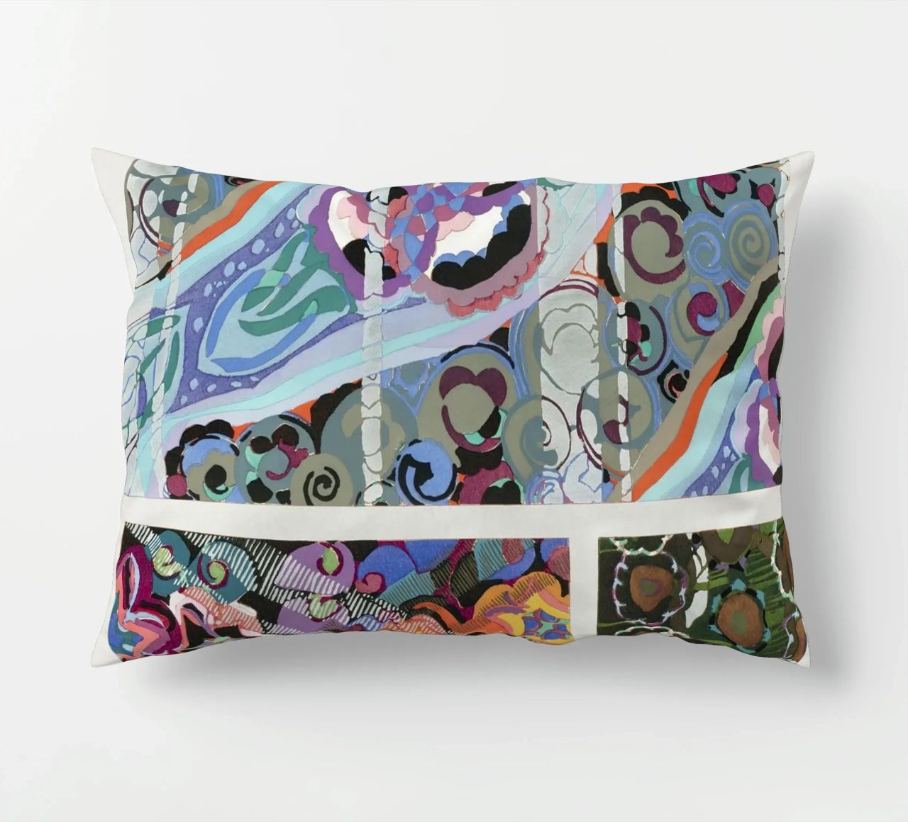 Édouard Bénédictus "Variations" - Art Deco Pattern Print decorative cushion by NorwesClub