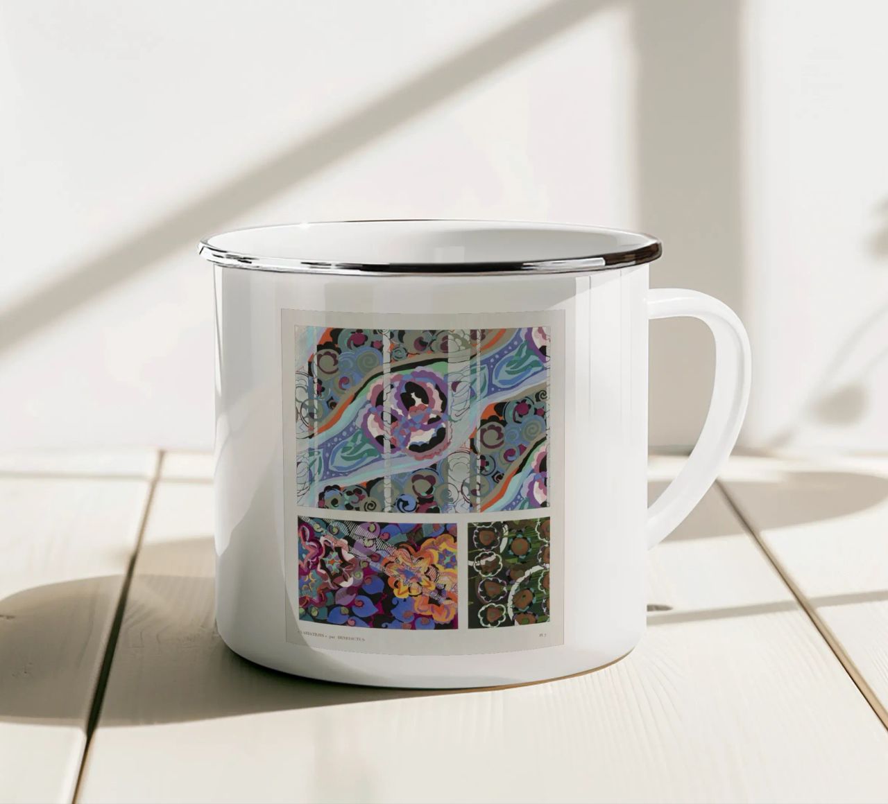 Édouard Bénédictus "Variations" - Art Deco Pattern Print enamel mug by NorwesClub