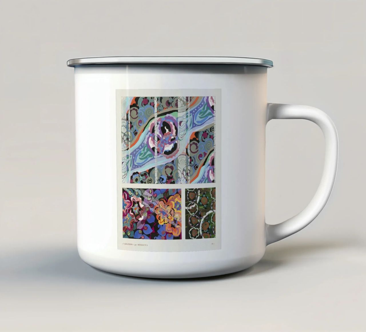 Édouard Bénédictus "Variations" - Art Deco Pattern Print enamel mug by NorwesClub