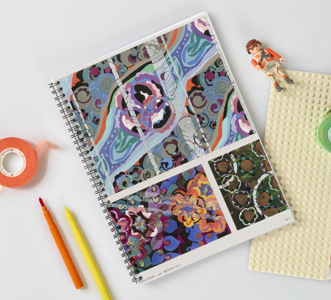 Édouard Bénédictus "Variations" - Art Deco Pattern Print spiral notebook by NorwesClub