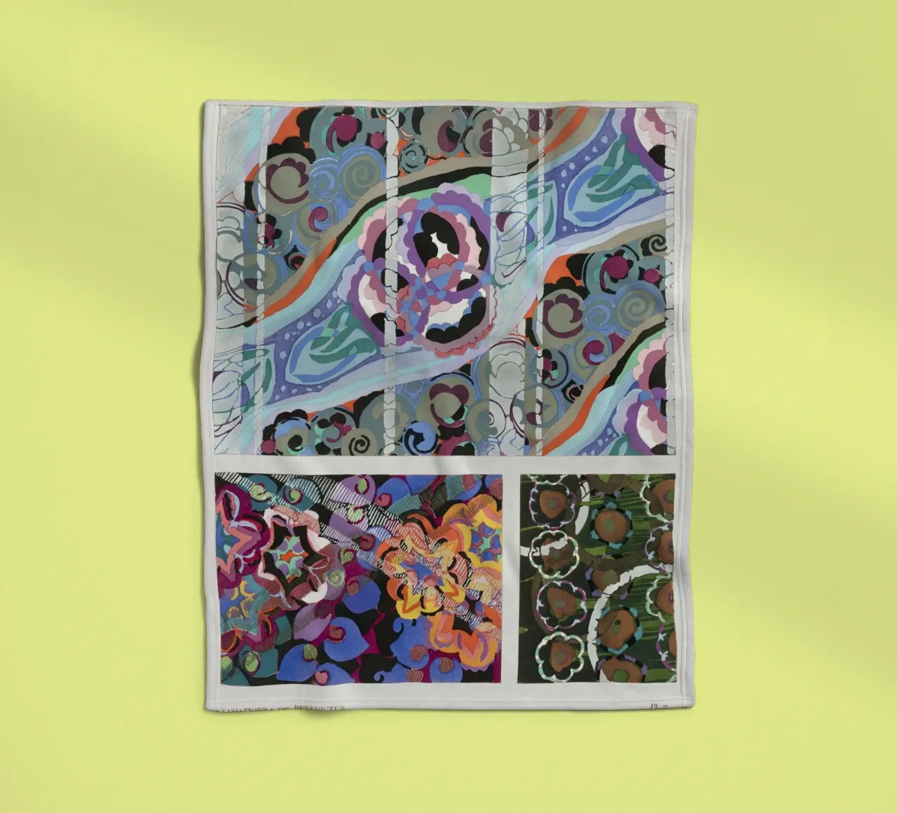 Édouard Bénédictus "Variations" - Art Deco Pattern Print manta de franela de NorwesClub