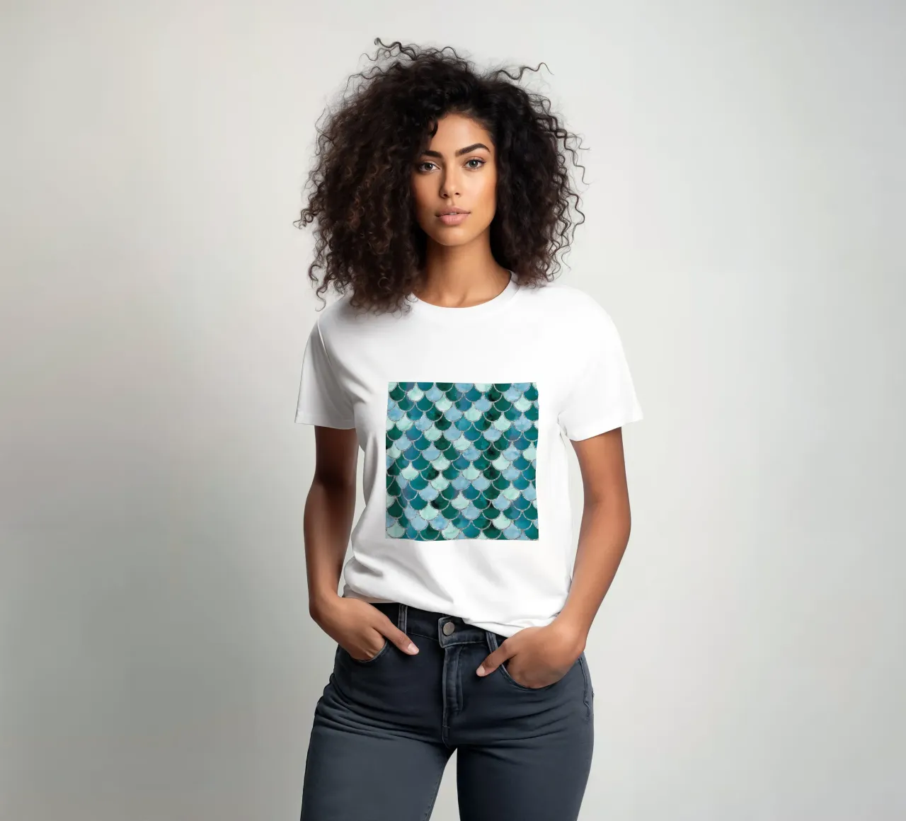 Scaglie di sirena in Soft Aqua t-shirt da Happy Littles