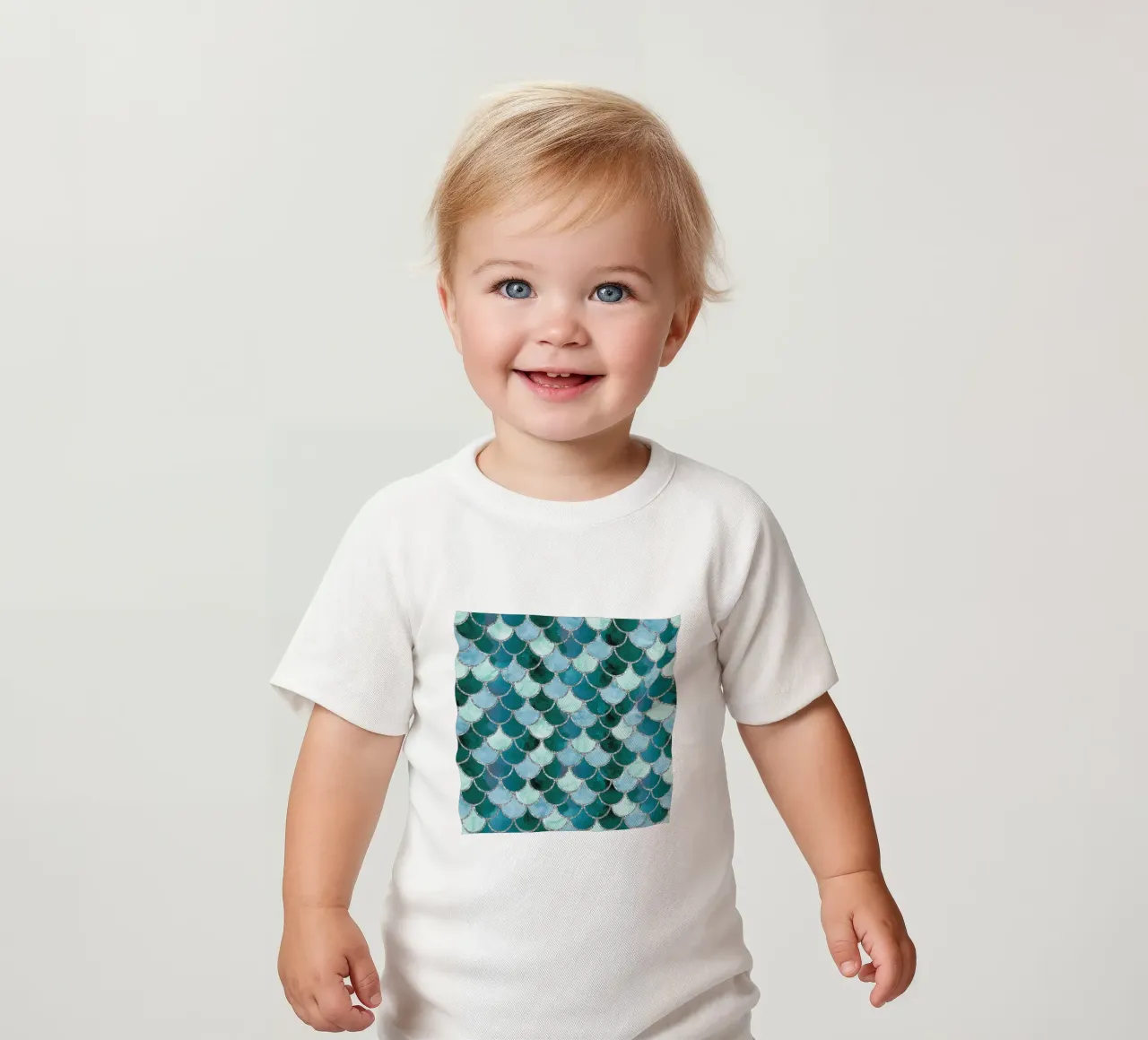 Scaglie di sirena in Soft Aqua maglietta neonato da Happy Littles