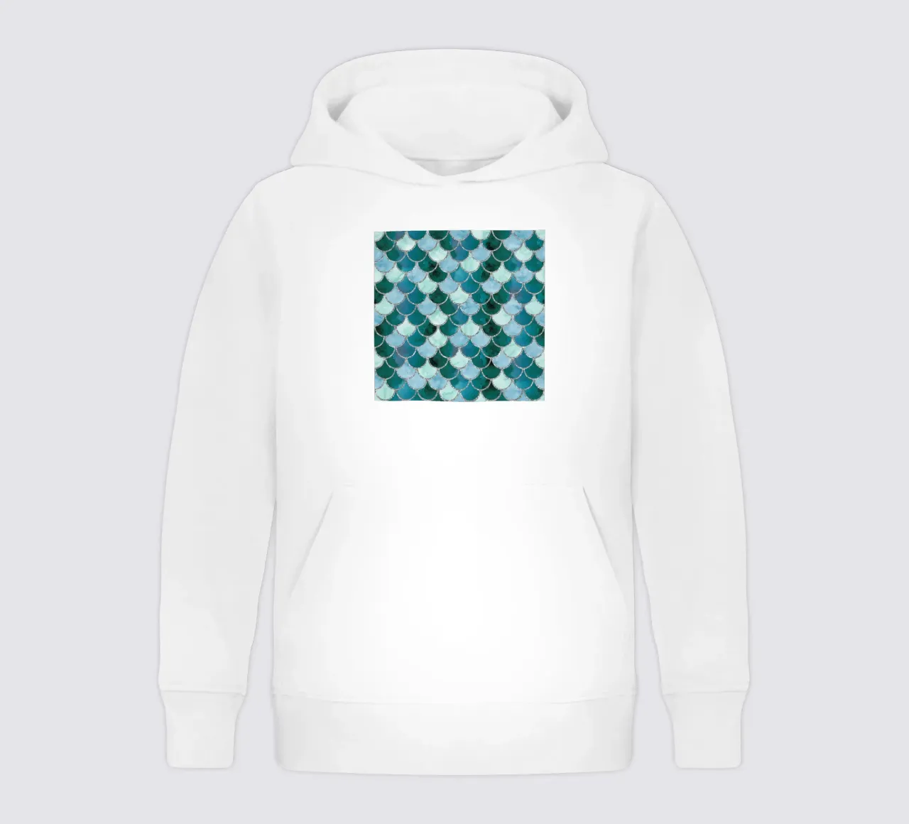 Scaglie di sirena in Soft Aqua felpa bambino con cappuccio da Happy Littles