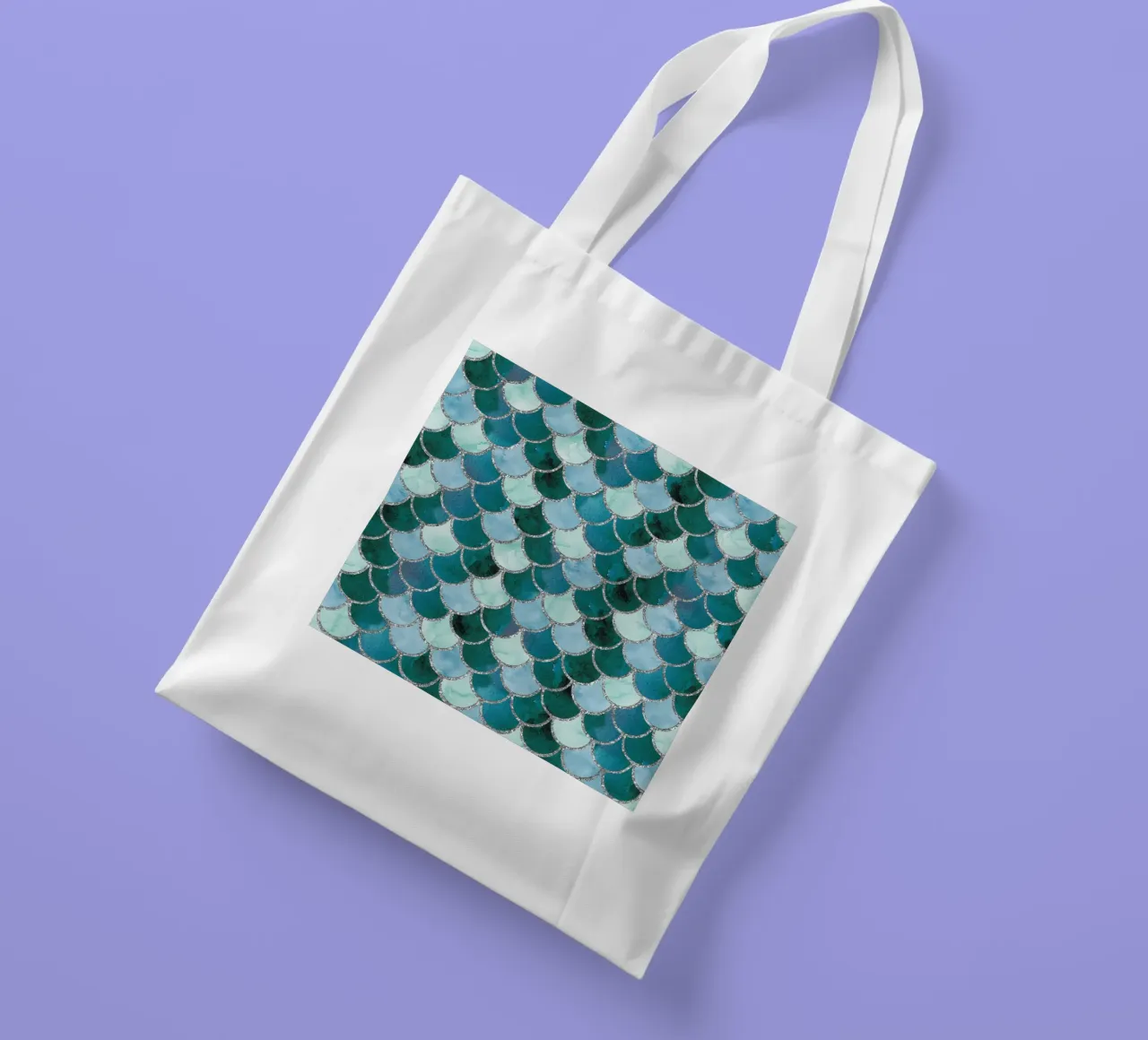 Scaglie di sirena in Soft Aqua borsa in juta da Happy Littles