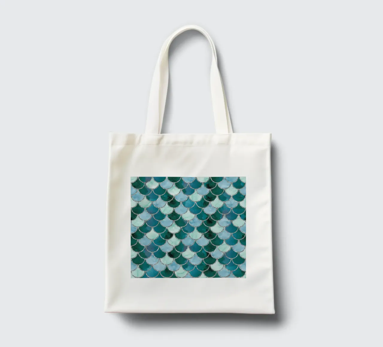 Scaglie di sirena in Soft Aqua borsa in juta da Happy Littles