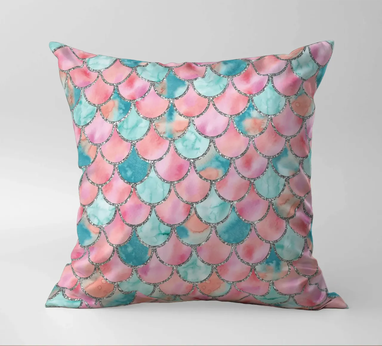 Scaglie di sirena in menta corallina cuscino da Happy Littles
