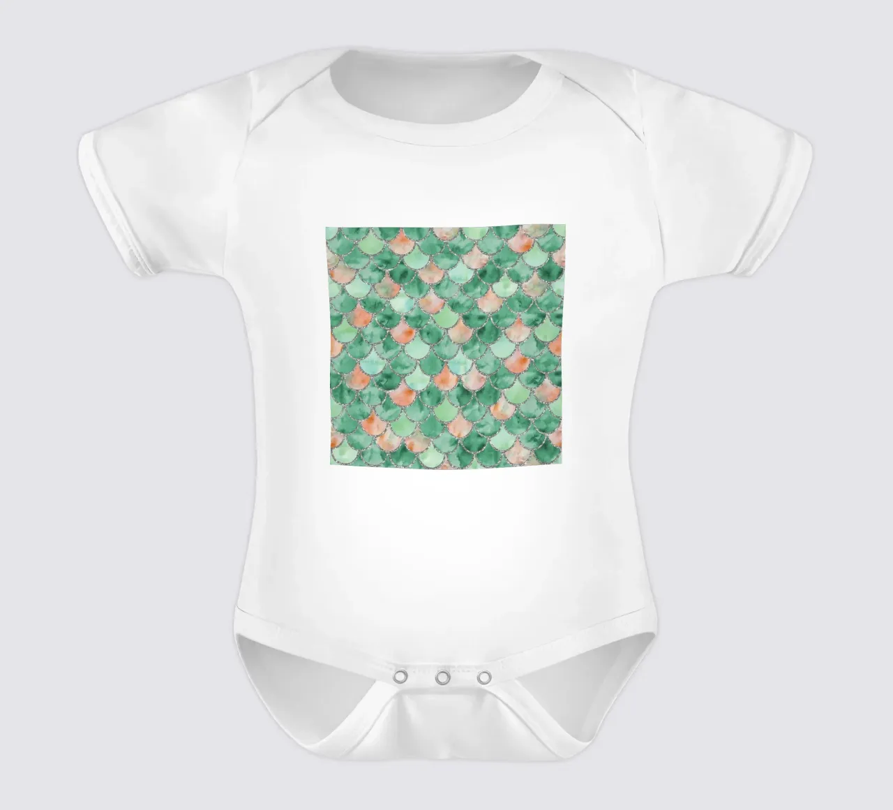 Scaglie di sirena in verde fresco body neonato maniche corte da Happy Littles