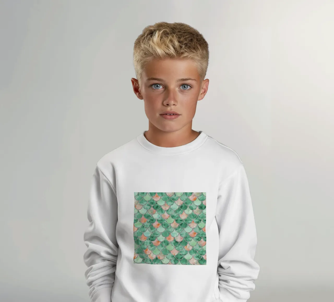 Scaglie di sirena in verde fresco felpa bambino da Happy Littles