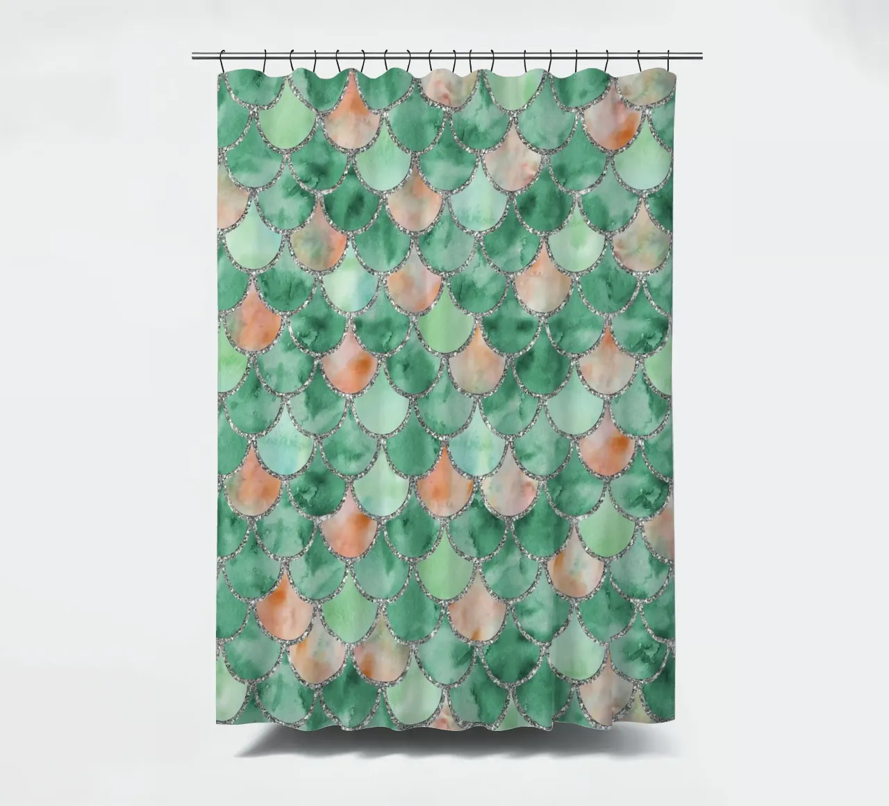 Scaglie di sirena in verde fresco tenda da doccia da Happy Littles