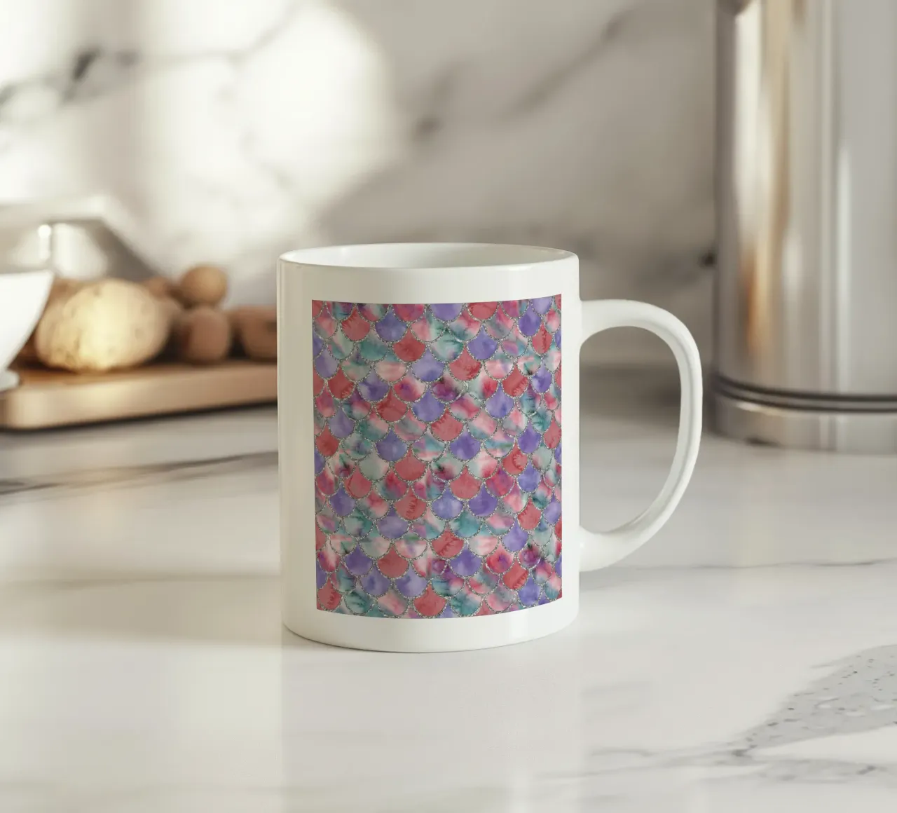 Scaglie di sirena in viola bordeaux tazza in ceramica da Happy Littles