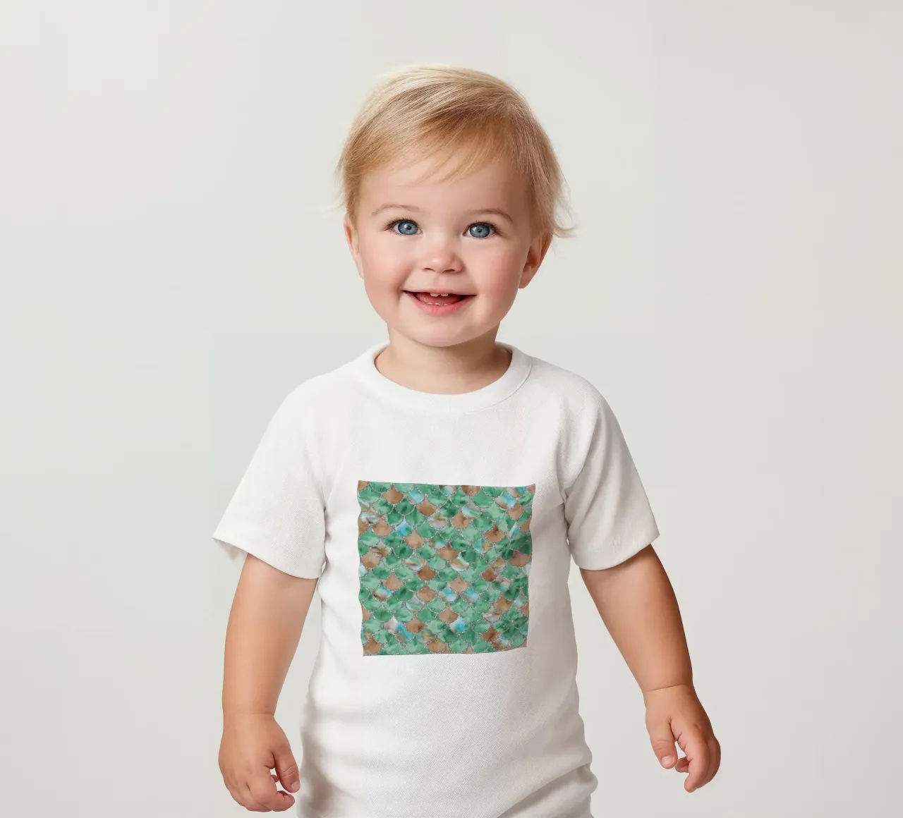 Scaglie di sirena in giada color terra maglietta neonato da Happy Littles