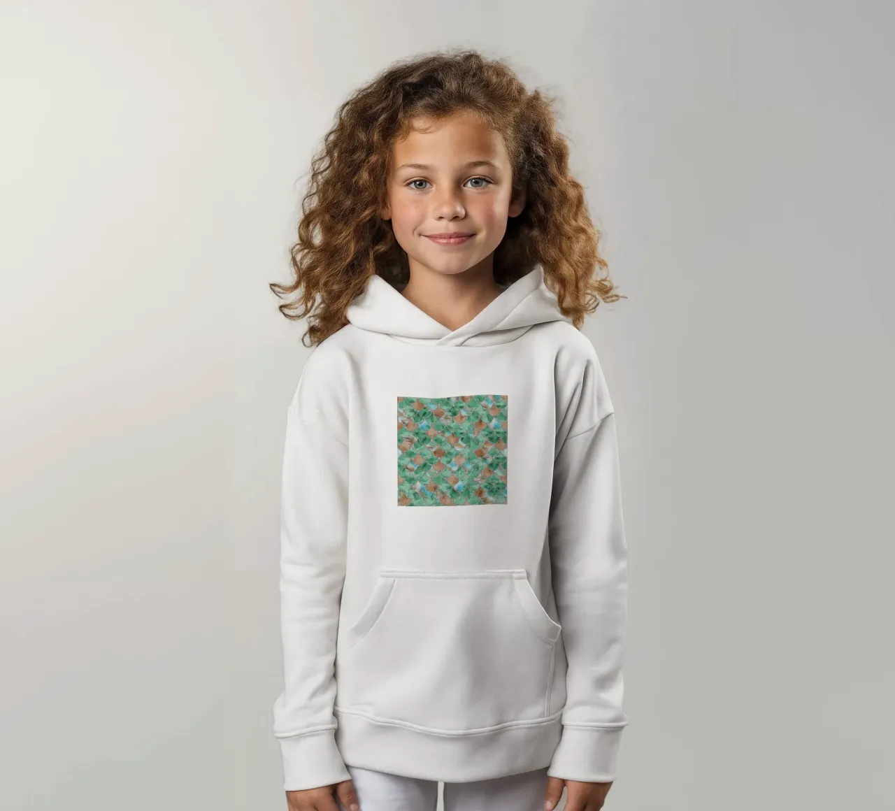 Scaglie di sirena in giada color terra felpa bambino con cappuccio da Happy Littles