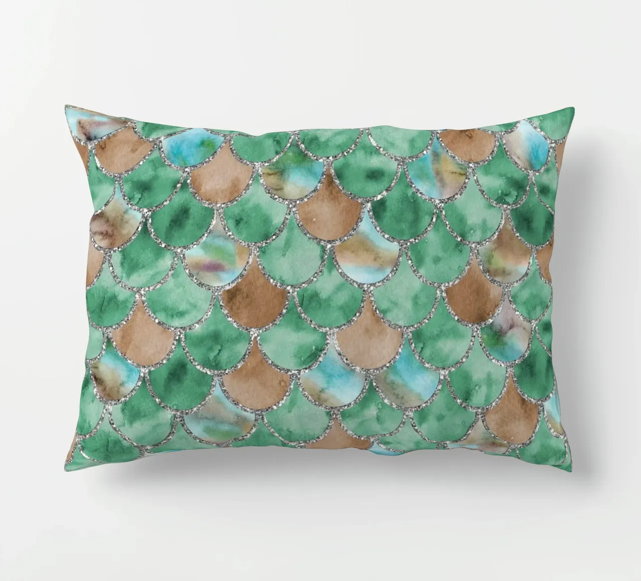 Scaglie di sirena in giada color terra cuscino da Happy Littles