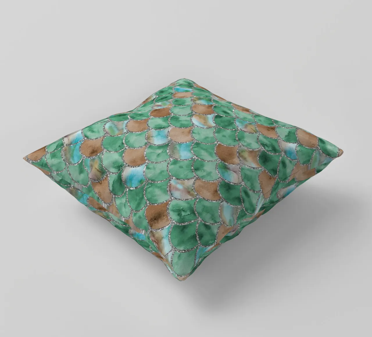 Scaglie di sirena in giada color terra cuscino da Happy Littles