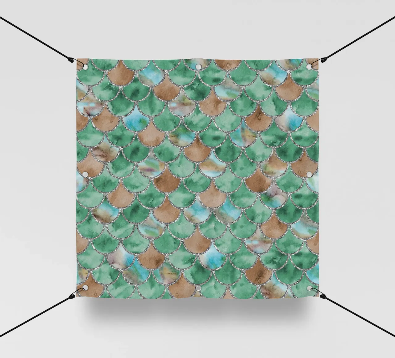 Scaglie di sirena in giada color terra telo in pvc da Happy Littles