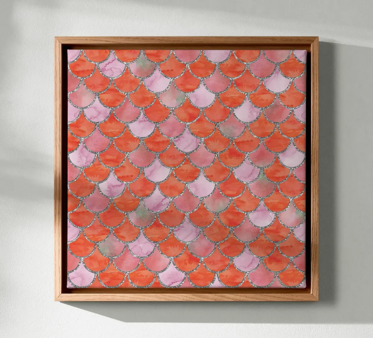 Scaglie di sirena in Tangerine Blush tela con Cornice a cassetta da Happy Littles