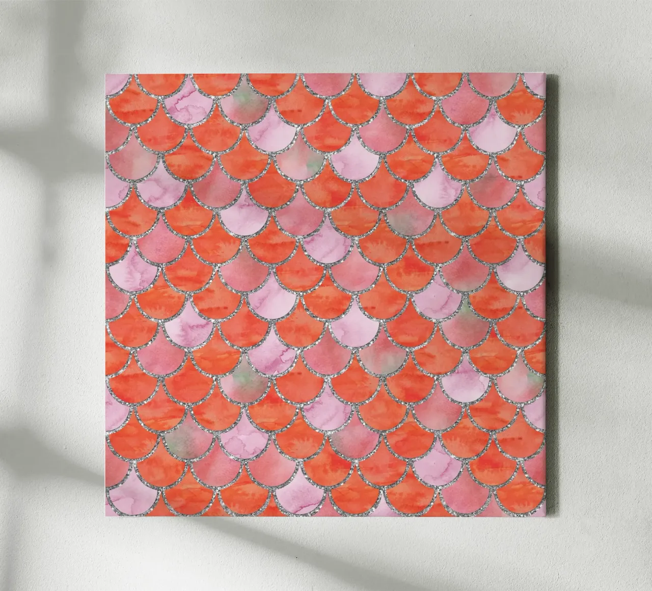 Scaglie di sirena in Tangerine Blush tela con Cornice a cassetta da Happy Littles