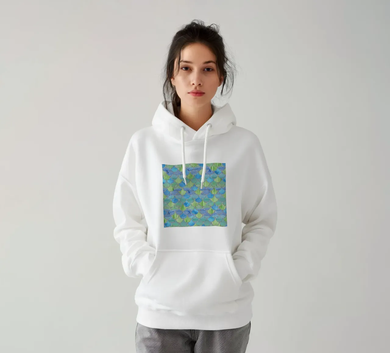 Scaglie di sirena in Aqua Meadow felpa con cappuccio da Happy Littles