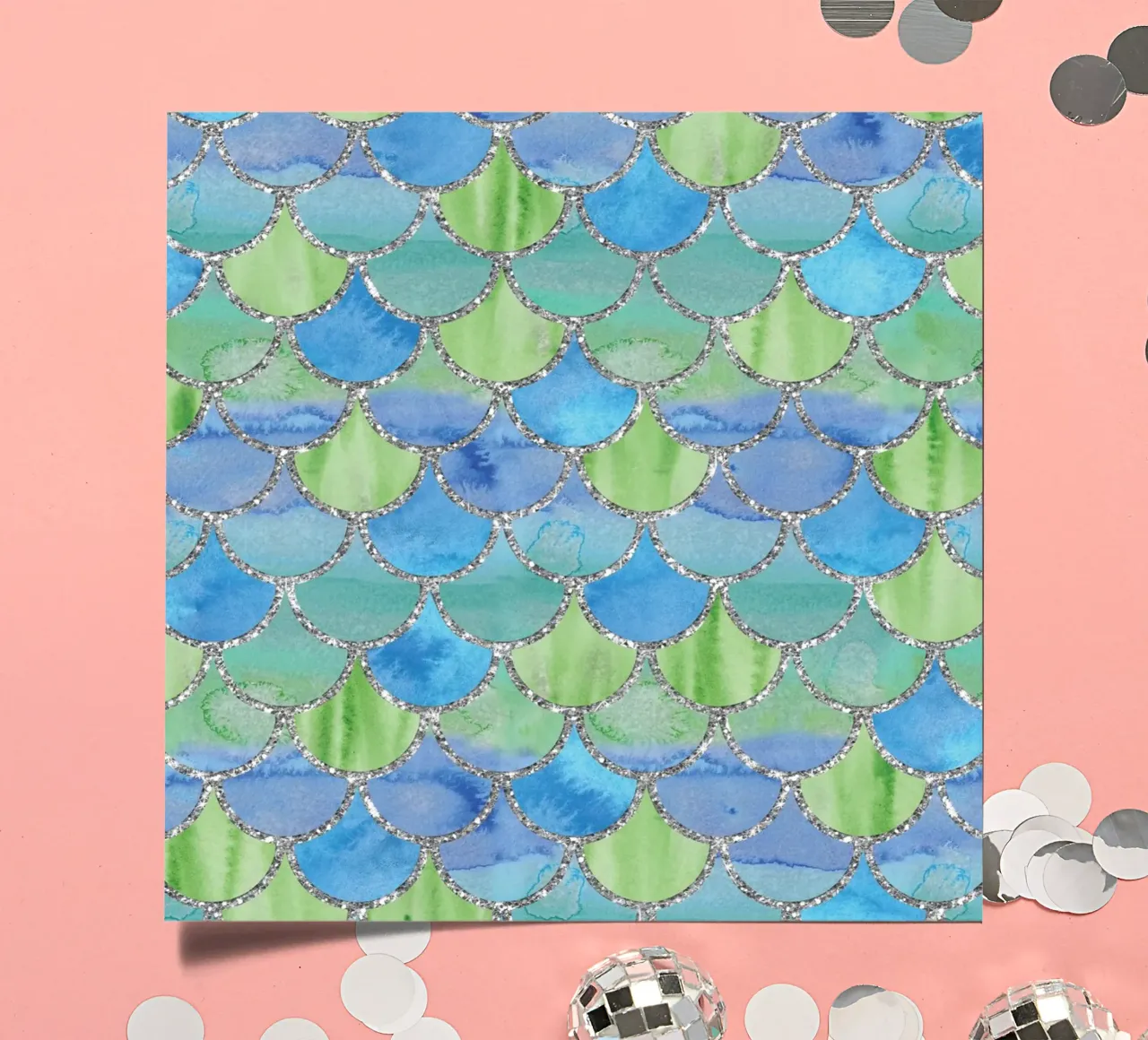 Meerjungfrauenschuppen in Aqua Meadow Stickerbogen von Happy Littles