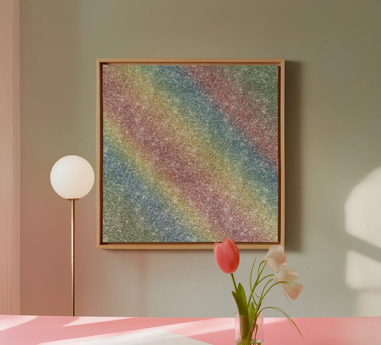 Glitter arcobaleno tela con Cornice a cassetta da Happy Littles